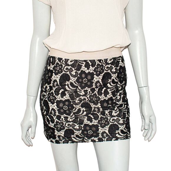 MIU MIU Women's Lace Skirt n blouse Dress Chiffon nude top Size Large - Picture 6 of 9